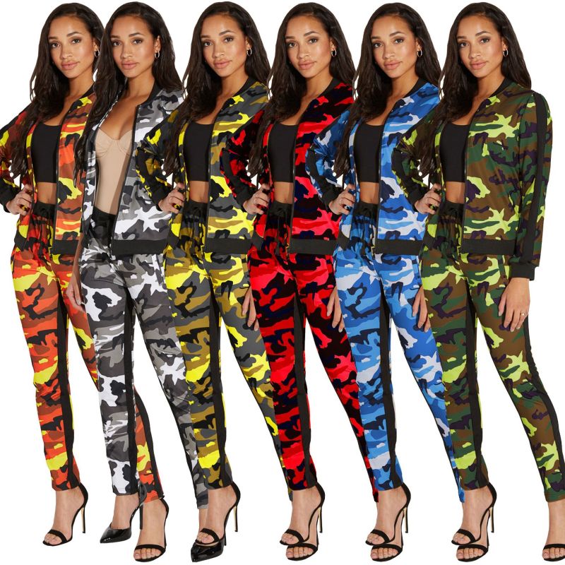Camouflage Print Two Pieces Sets Sports Outfits SMR9118