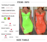 Sexy receptacle waistband buttock pure color fluorescent dress ZC3292