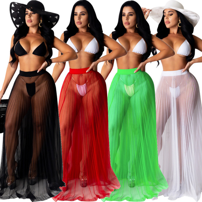 Sexy bikini beach mesh pleated skirt multi-piece suit KZ132