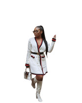 Casual Striped White Cardigans W8151