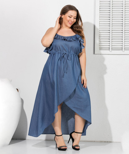Sexy jeans casual dress with stitched waist and slim body TB5079