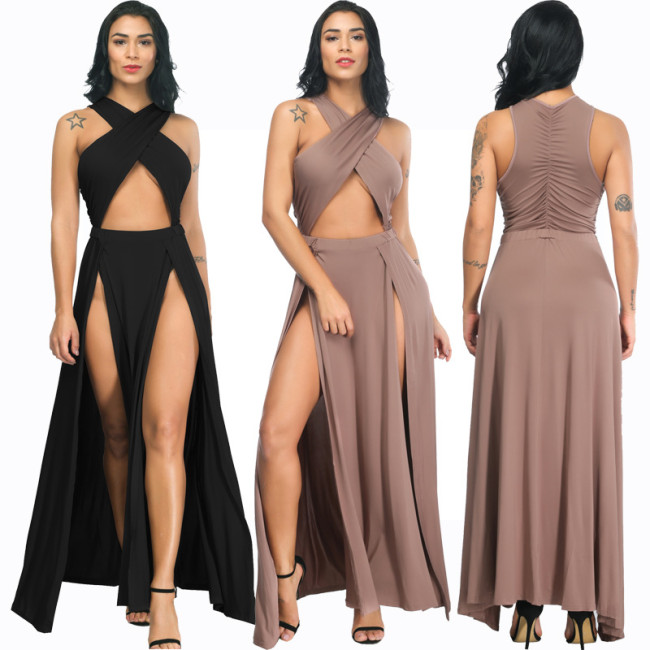Sexy Evening Dresses in Irregular Pure Colour Open-folded Dresses FP3102