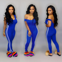 New Arrival Stripe Patchwork Sleeveless Pencil Jumpsuit SN3636