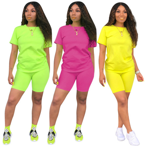 Wholesale Price Women Plain Color Leisure Short Sets QQM3779