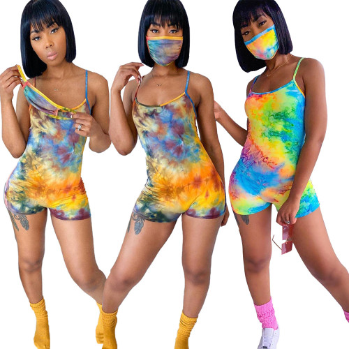 Sexy cute tie-dye (including mask) jumpsuit HY5156