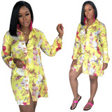 Women Fashion Printing Floral Print Shirt Dress YZ1751
