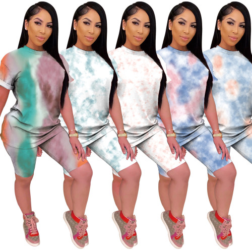 Casual Printed Home Wear Tie Dye Sports Two-Piece Set M1075