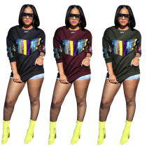 Trendy Women Sequin Patchwork Hoodie Mini Dress SN3494