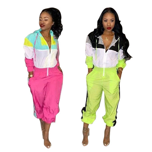Bright Colors Block Casual Jumpsuits With Pockets TRS898