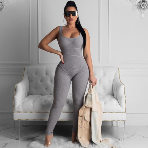 Summer new women's sexy backless raised hip thread jumpsuit P1736377