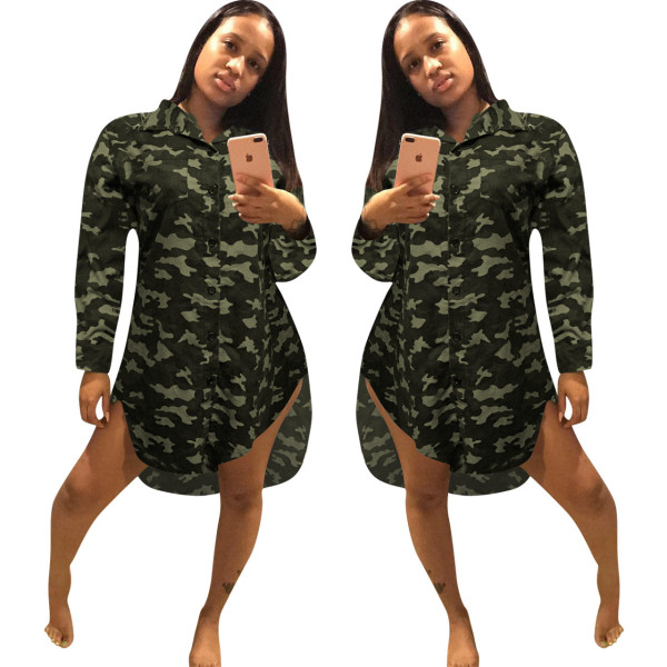 New Design Camouflage Polo Collar Leisure Dress ED8055