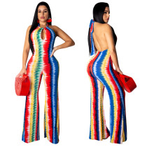 Printed halter sexy jumpsuit FZB3096