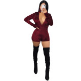 New Arrival Winter Bodycon V Neck Short Jumpsuits R6141