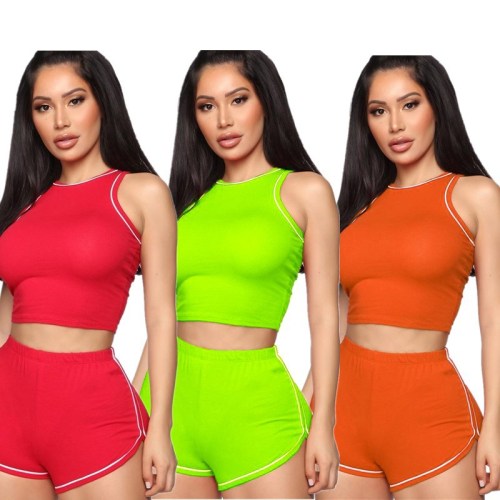 Wholesale Price Bodycon Plain Color Yoga Short Outfits SMD7017