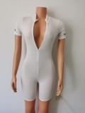 Short Sleeves Slim Cotton Rompers Bodycon Jumpsuit FF1020