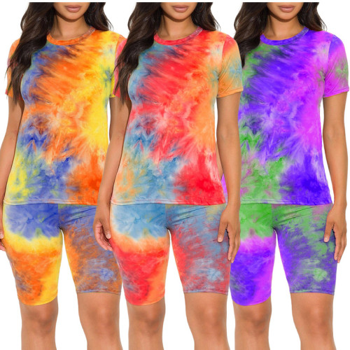 Casual fashion tie-dye printing suit TY1838