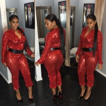 Fashion Sequin Long Sleeve Bodycon Jumpsuit For Ladies L0242
