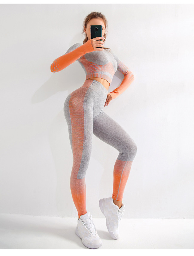 Seamless yoga wear suit female knitted hip lift elastic fitness exercise TZ999