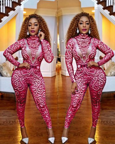 Mature Women Long Sleeves Tight Jumpsuit SC476