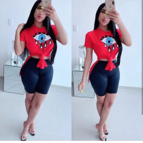 Wholesale Split Eye Print Short Sleeve T-Shirt N9093
