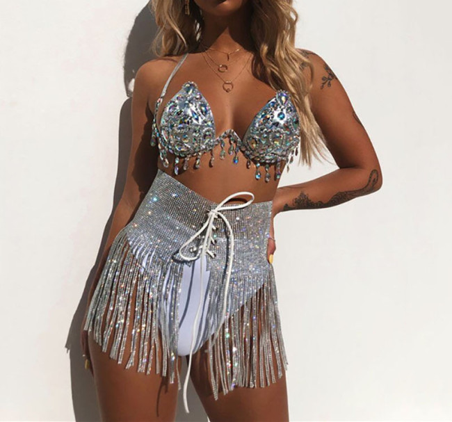Nightclub party tassel skirt music music festival carnival water diamond strap sexy skirt CHJ48