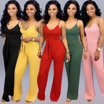 Leisure Condole Belt Wide Leg Jumpsuit For Daily Wear MTY6160