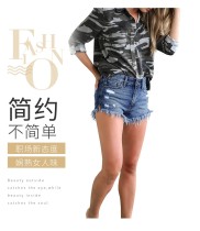 Burrowed fringed jeans shorts and hot pants YD666