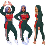 Sport Bodycon Perspective Mesh Patchwork Hooded Suits SY8374
