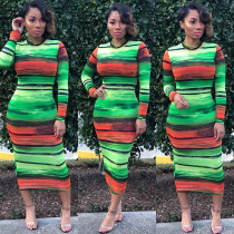 Wholesale Price Women Long Sleeves Midi Dress LD8284