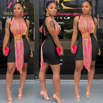 New Design Slim Bodycon Sleeveless Dress With Tassel RB3021