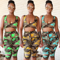 Hot Sell Camouflage Sleeveless Bandage Short Jumpsuit ALS075