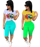 Plus Size Casual Women 2 Pieces Summer Outfits N9097
