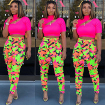 Iridescent Leisure Women Cargo Pants With Belt LD8554