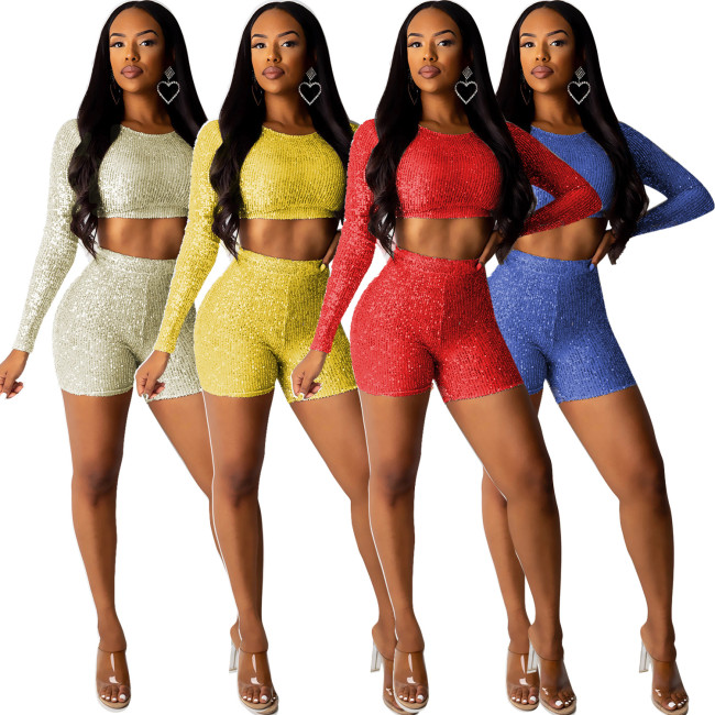 Slim Bodycon Fashion Pure Color Women Shorts Suits R6220