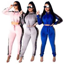 Hoodie Tops Sequins Velvet Leggings Outfits SMR9126