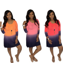 Reasonable Price Ladies Loose Round Collar Leisure Dress U7085