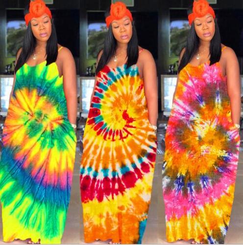 Casual fashion sexy plus size women's tie-dye dress TY1816