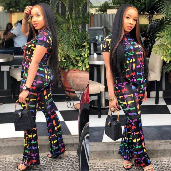 Colorful Printing Short Sleeve Pants Suits For Women YX9075