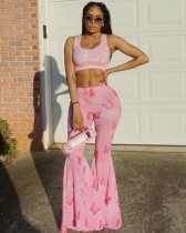 Sweet temperament printed flared trousers CY9021