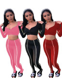 Autumn and winter long-sleeved sexy solid color home outdoor yoga clothing suit AMM8256