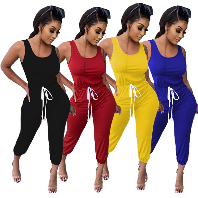 Sexy women's clothing solid color sleeveless suspenders sexy fashion jumpsuit CYS3929
