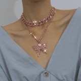 Light Luxury Full Diamond Buckle Simple Niche Necklace DN0412