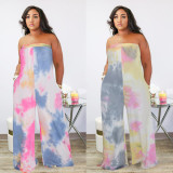 Sexy wrapped chest tie-dye wide-leg pants coveralls nightclub clothes K2005