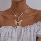 Fashion Flash Diamond Temperament Butterfly Clavicle Necklace DN2914