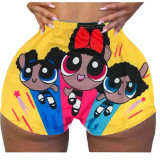 Women\'s sexy ladies tight shorts pattern printed shorts yoga pants R3088