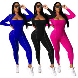 Stitching autumn solid color sexy tight-fitting casual jumpsuit women MY9694