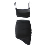 Sexy low-cut camisole two-piece irregular package hip skirt ZY1383