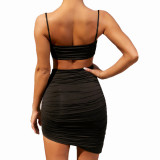 Sexy low-cut camisole two-piece irregular package hip skirt ZY1383