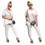 Womens hot sale fashion casual solid color trousers two-piece suit ML7359