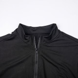Solid color long sleeve finger zipper jumpsuit MA6585